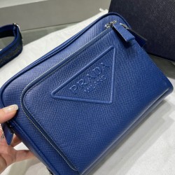 Replica Prada Saffiano Leather Shoulder Bag 2VH152 Blue