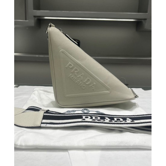 Replica Prada Saffiano Triangle Bag Cream Replica Prada Saffiano Triangle Bag Cream