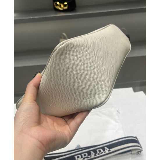 Replica Prada Saffiano Triangle Bag Cream Replica Prada Saffiano Triangle Bag Cream