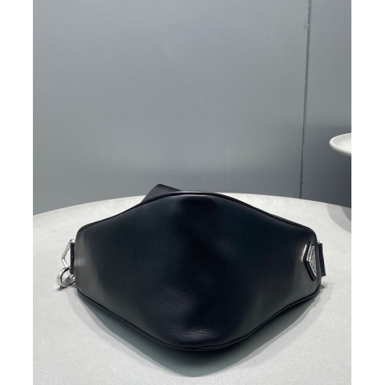 Replica Prada Leather Triangle shoulder bag 1BH190 Black Replica Prada Leather Triangle shoulder bag 1BH190 Black