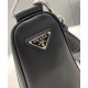 Replica Prada Leather Triangle shoulder bag 1BH190 Black Replica Prada Leather Triangle shoulder bag 1BH190 Black