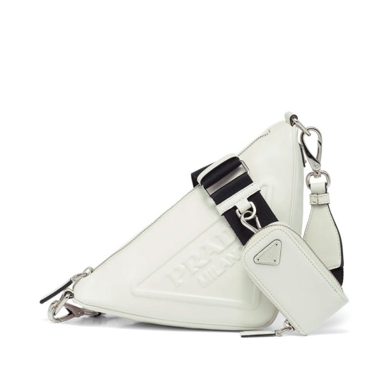Replica Prada Leather Triangle shoulder bag 1BH190 Cream Fake Prada Leather Triangle shoulder bag 1BH190 Cream Replica