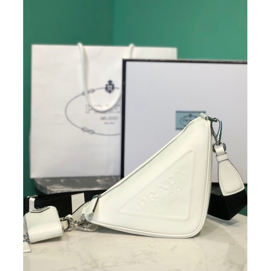 Replica Prada Leather Triangle shoulder bag 1BH190 Cream Fake Prada Leather Triangle shoulder bag 1BH190 Cream Replica