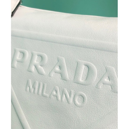 Replica Prada Leather Triangle shoulder bag 1BH190 Cream Fake Prada Leather Triangle shoulder bag 1BH190 Cream Replica