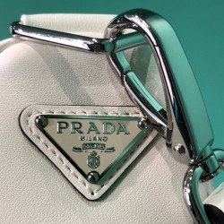 Fake Prada Leather Triangle shoulder bag 1BH190 Cream Replica