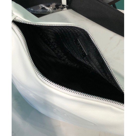 Replica Prada Leather Triangle shoulder bag 1BH190 Cream Fake Prada Leather Triangle shoulder bag 1BH190 Cream Replica