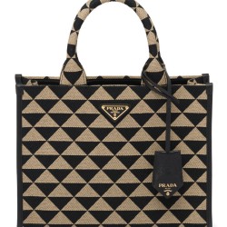 Fake Prada Small Symbole Jacquard Fabric Handbag Black Replica