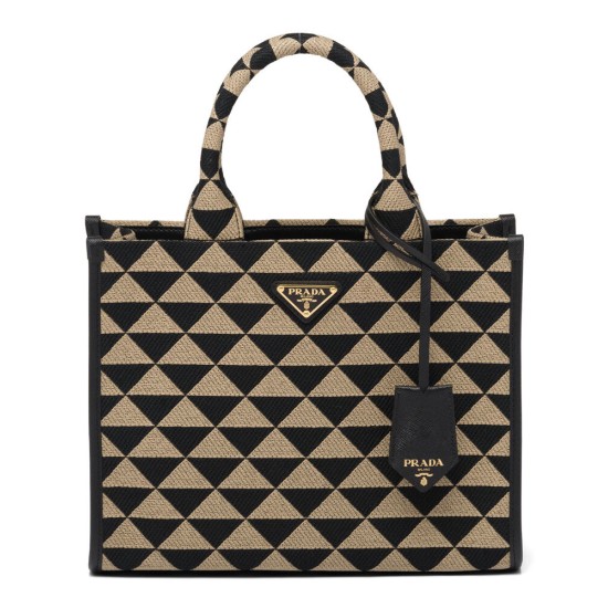 Replica Prada Small Symbole Jacquard Fabric Handbag Black Fake Prada Small Symbole Jacquard Fabric Handbag Black Replica