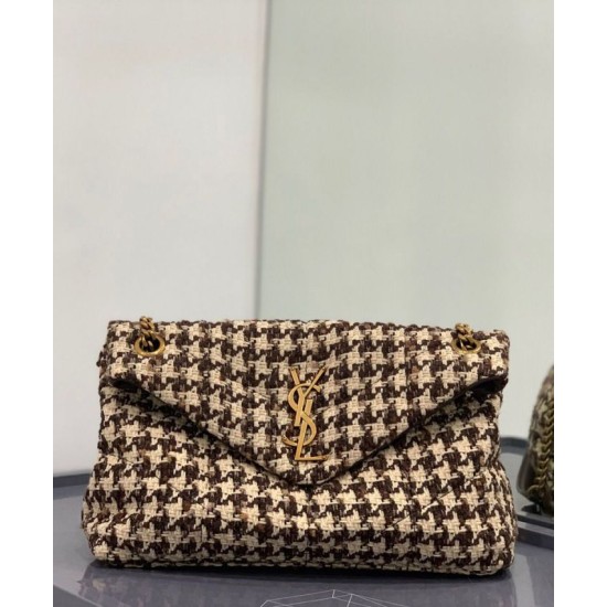 Fake YSL Saint Laurent Puffer Small Checkered Tweed And Lambskin Handbag Cream Replica Replica YSL Saint Laurent Puffer Small Checkered Tweed And Lambskin Handbag Cream