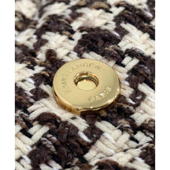 Fake YSL Saint Laurent Puffer Small Checkered Tweed And Lambskin Handbag Cream Replica Replica YSL Saint Laurent Puffer Small Checkered Tweed And Lambskin Handbag Cream