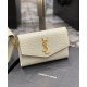 Replica YSL Saint Laurent Uptown Chain Wallet In Crocodile-Embossed Shiny Leather White Replica YSL Saint Laurent Uptown Chain Wallet In Crocodile-Embossed Shiny Leather White