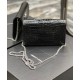 Fake YSL Saint Laurent Uptown Chain Wallet In Crocodile-Embossed Shiny Leather Black Replica Replica YSL Saint Laurent Uptown Chain Wallet In Crocodile-Embossed Shiny Leather Black