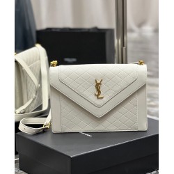 Replica YSL Saint Laurent Gaby Satchel In Quilted Lambskin White