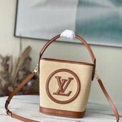 Fake Louis Vuitton Petit Bucket Bag Raffia M59962 Replica