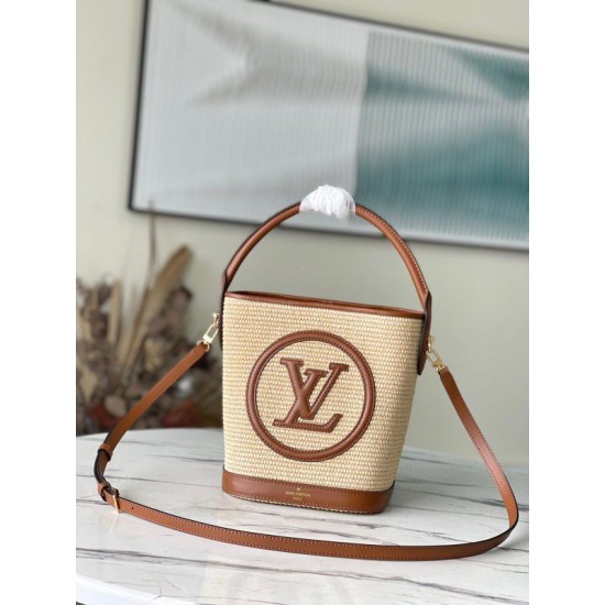 Fake Louis Vuitton Petit Bucket Bag Raffia M59962 Replica Fake Louis Vuitton Petit Bucket Bag Raffia M59962 Replica