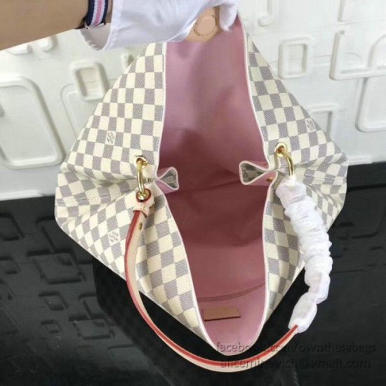 Fake Louis Vuitton Graceful MM Damier Azur Canvas Rose Ballerine N42233 Replica