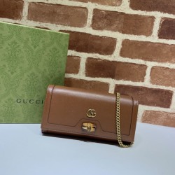 Fake Gucci Diana chain wallet 658243 Coffee Replica