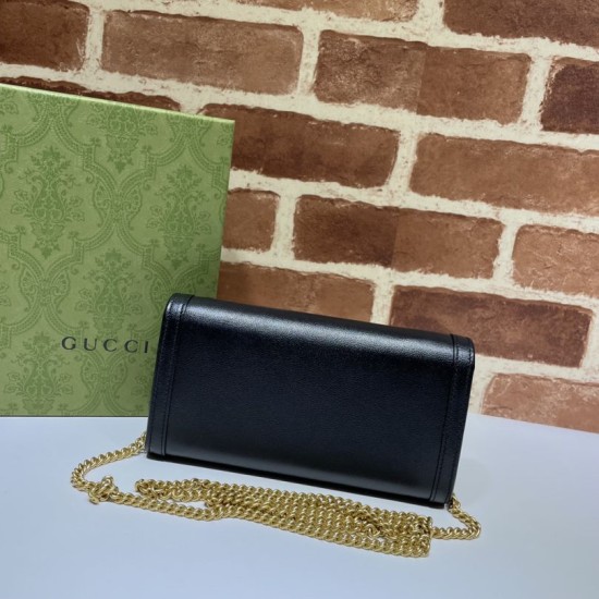 Fake Gucci Diana chain wallet 658243 Black Replica
