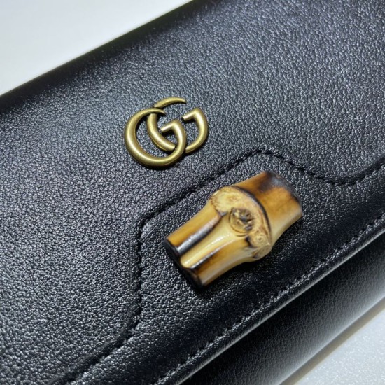 Fake Gucci Diana chain wallet 658243 Black Replica