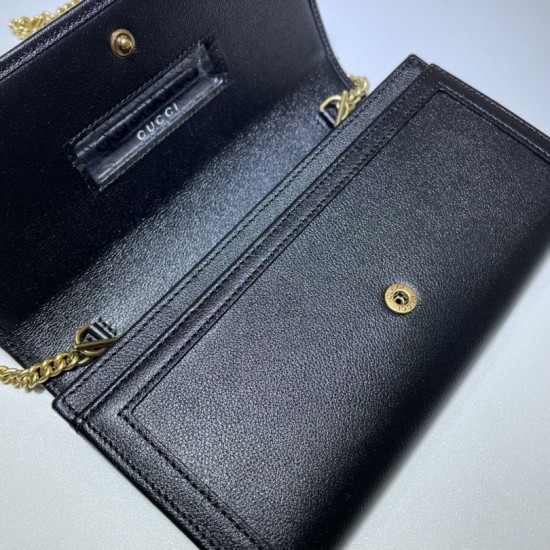 Fake Gucci Diana chain wallet 658243 Black Replica
