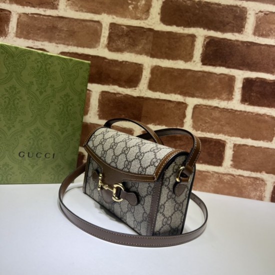 Fake Gucci Horsebit 1955 mini bag 699296 Brown Replica