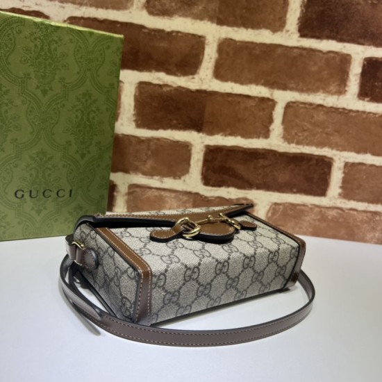 Fake Gucci Horsebit 1955 mini bag 699296 Brown Replica