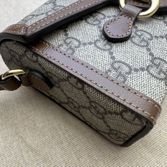 Fake Gucci Horsebit 1955 mini bag 699296 Brown Replica