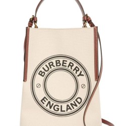 Replica Burberry Small Logo Graphic Cotton Canvas Peggy Bucket Bag Cream