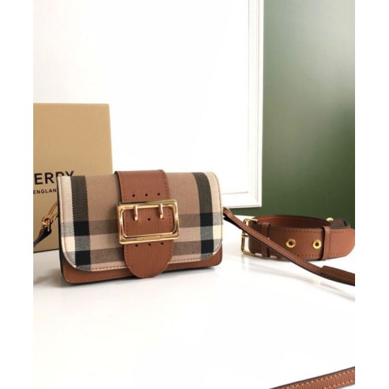 Fake Burberry Small Buckle Crossbody Bag Coffee Replica Replica Burberry Small Buckle Crossbody Bag Coffee
