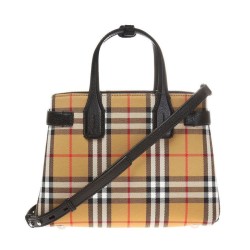 Fake Burberry Banner Small Vintage Check Tote Bag Black Replica
