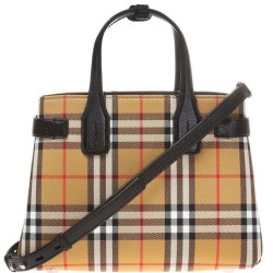 Fake Burberry Banner Small Vintage Check Tote Bag Black Replica