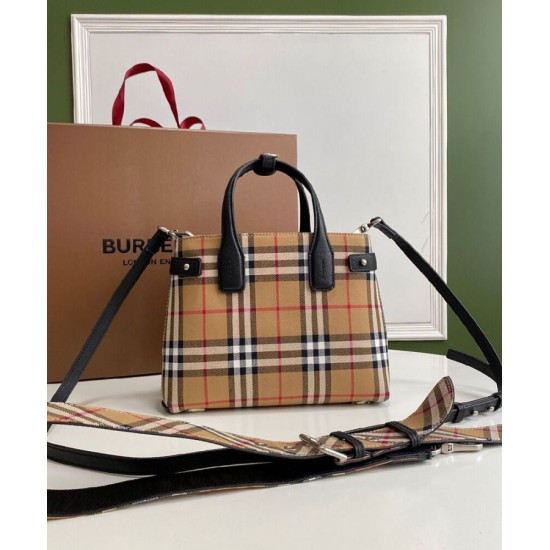 Replica Burberry Banner Small Vintage Check Tote Bag Black Fake Burberry Banner Small Vintage Check Tote Bag Black Replica