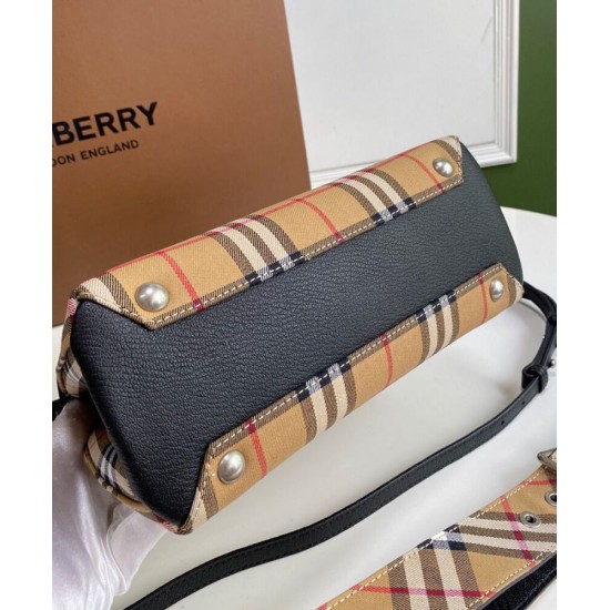 Replica Burberry Banner Small Vintage Check Tote Bag Black Fake Burberry Banner Small Vintage Check Tote Bag Black Replica