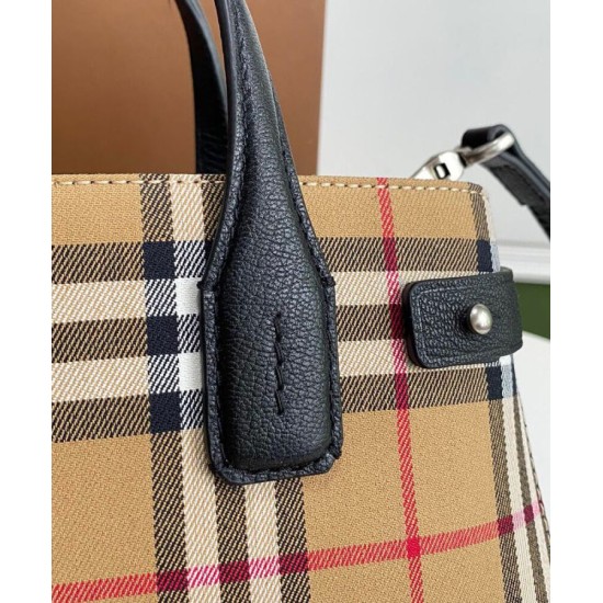Replica Burberry Banner Small Vintage Check Tote Bag Black Fake Burberry Banner Small Vintage Check Tote Bag Black Replica