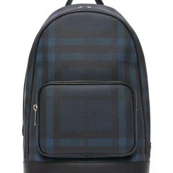 Replica Burberry London Check and Leather Backpack Dark Blue