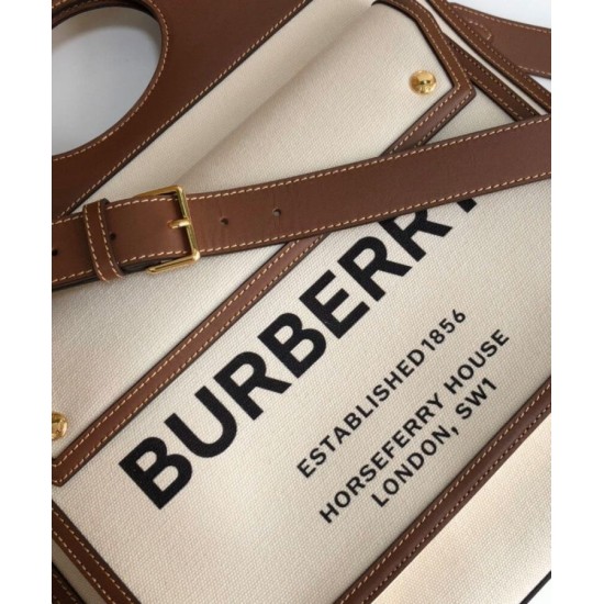 Replica Burberry Medium Two-tone Canvas and Leather Pocket Bag Coffee Fake Burberry Medium Two-tone Canvas and Leather Pocket Bag Coffee Replica