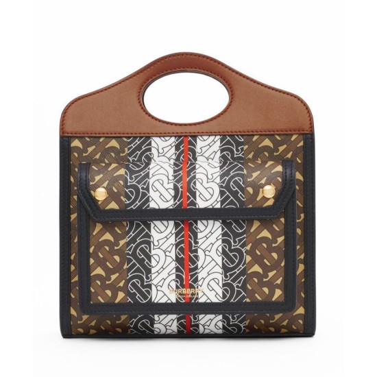 Replica Burberry Mini Monogram Stripe E-canvas Pocket Bag Coffee Fake Burberry Mini Monogram Stripe E-canvas Pocket Bag Coffee Replica