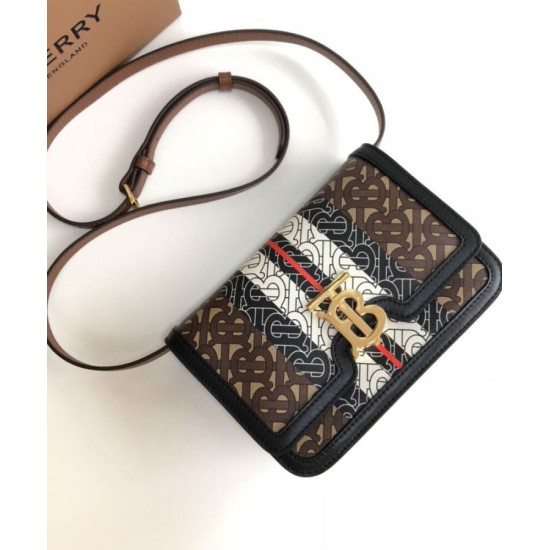 Replica Burberry Small Monogram Stripe E-canvas TB Bag Coffee Replica Burberry Small Monogram Stripe E-canvas TB Bag Coffee