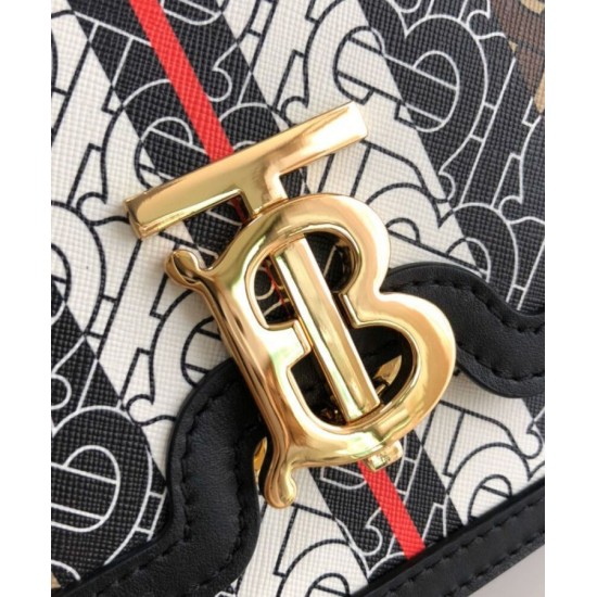 Replica Burberry Small Monogram Stripe E-canvas TB Bag Coffee Replica Burberry Small Monogram Stripe E-canvas TB Bag Coffee