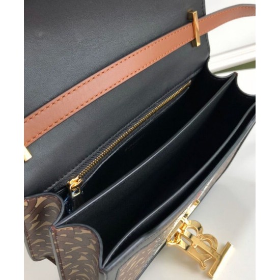 Replica Burberry Small Monogram Stripe E-canvas TB Bag Coffee Replica Burberry Small Monogram Stripe E-canvas TB Bag Coffee