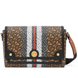 Replica Burberry Monogram Stripe E-canvas Note Crossbody Bag Coffee