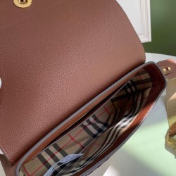 Replica Burberry Leather and Vintage Check Note Crossbody Bag Coffee