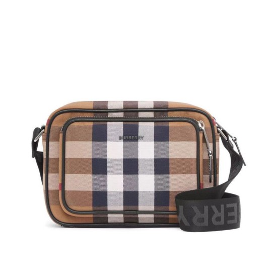Replica Burberry Check Cotton Crossbody Bag Coffee Fake Burberry Check Cotton Crossbody Bag Coffee Replica