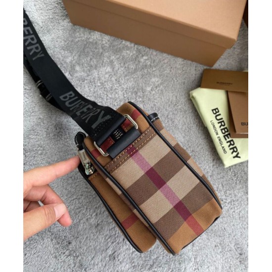 Replica Burberry Check Cotton Crossbody Bag Coffee Fake Burberry Check Cotton Crossbody Bag Coffee Replica