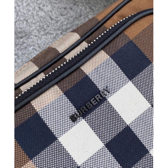 Replica Burberry Check Cotton Crossbody Bag Coffee Fake Burberry Check Cotton Crossbody Bag Coffee Replica