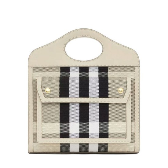 Fake Burberry Mini Check Canvas and Leather Pocket Bag Cream Replica Replica Burberry Mini Check Canvas and Leather Pocket Bag Cream