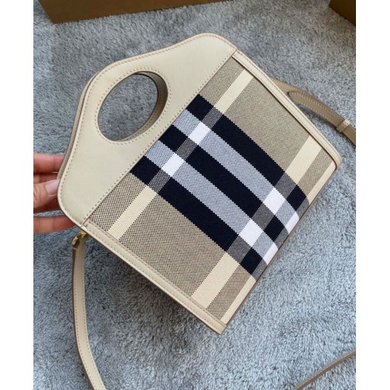 Fake Burberry Mini Check Canvas and Leather Pocket Bag Cream Replica Replica Burberry Mini Check Canvas and Leather Pocket Bag Cream