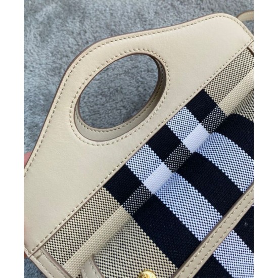 Fake Burberry Mini Check Canvas and Leather Pocket Bag Cream Replica Replica Burberry Mini Check Canvas and Leather Pocket Bag Cream