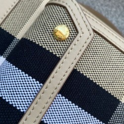 Replica Burberry Mini Check Canvas and Leather Pocket Bag Cream