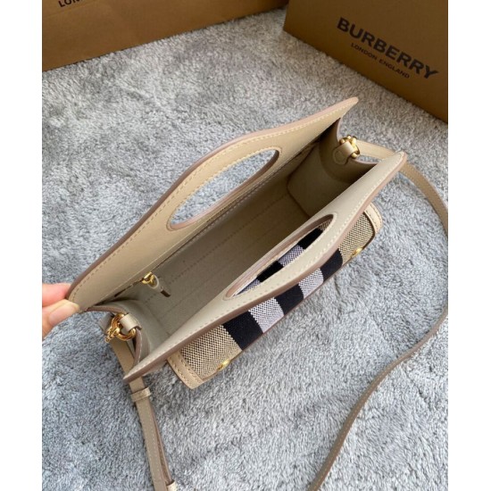 Fake Burberry Mini Check Canvas and Leather Pocket Bag Cream Replica Replica Burberry Mini Check Canvas and Leather Pocket Bag Cream